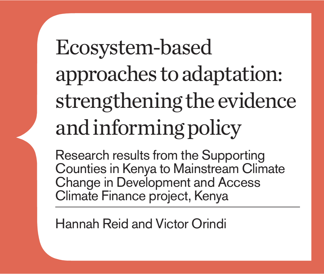 Ecosystem-based approaches to adaptation: Strengthening the evidence and informing policy
