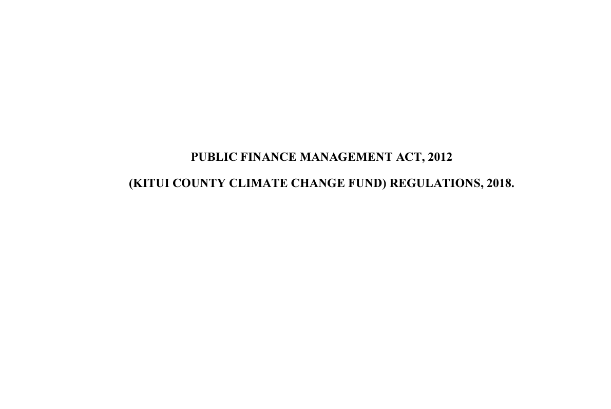 Kitui County Climate Change Fund Regulations