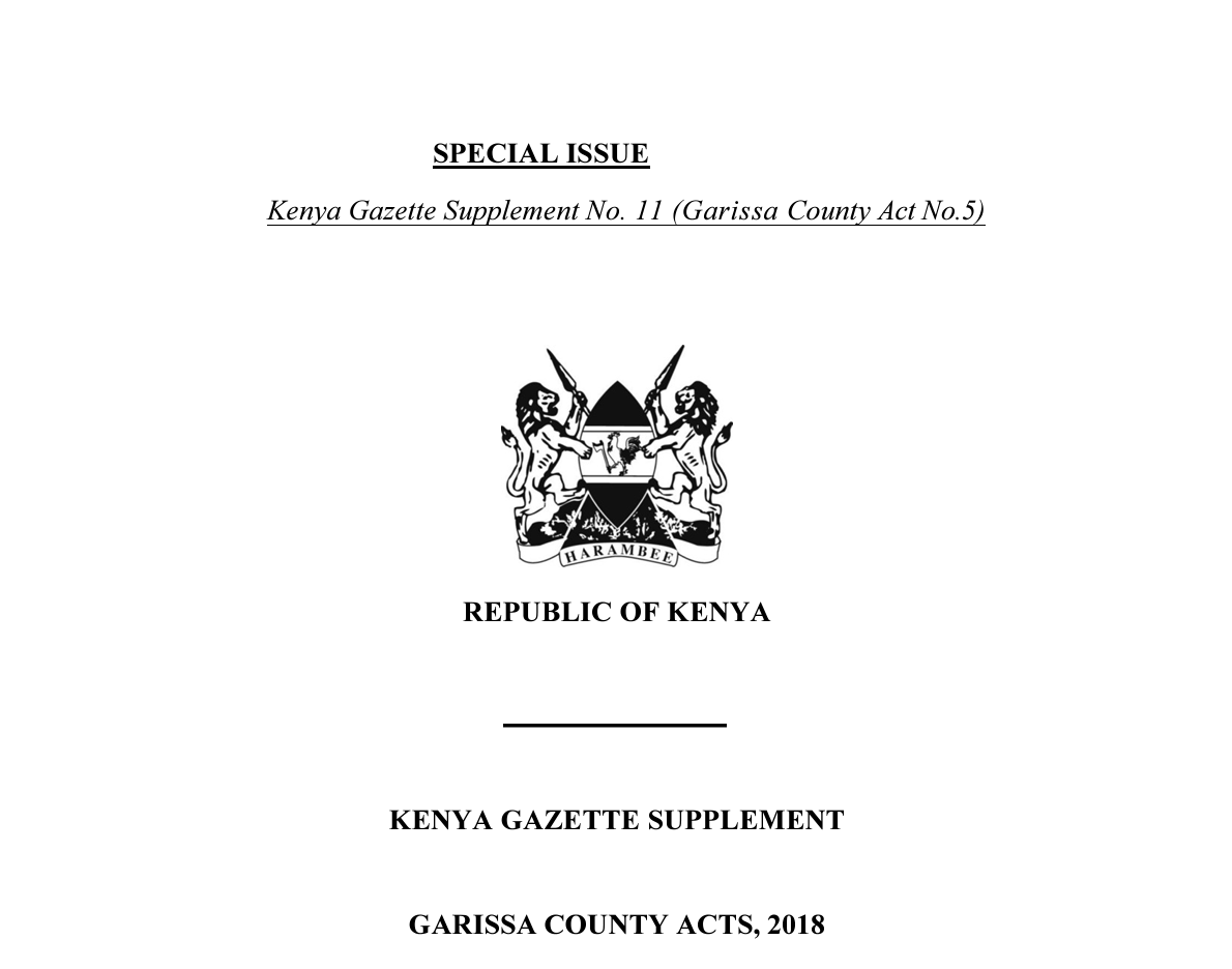 Garissa County Climate Change ACT – 2018